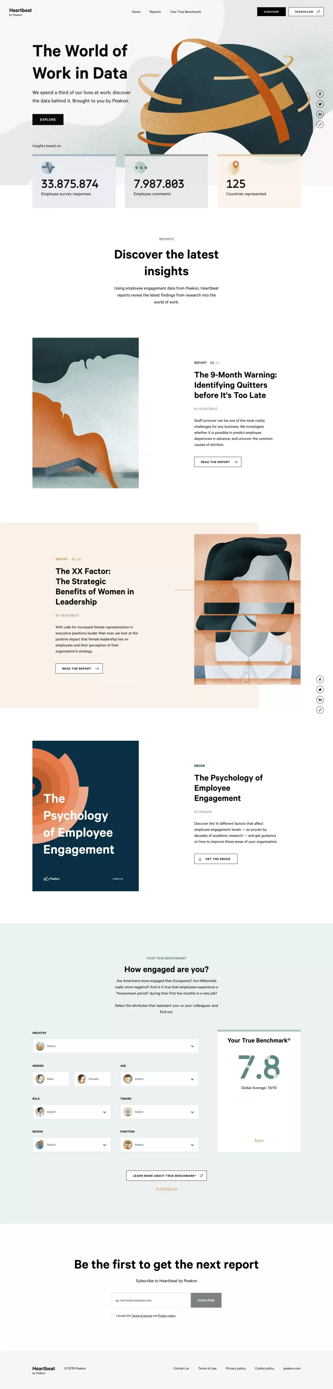 Employee Engagement: The World of Work in Data - Landing design