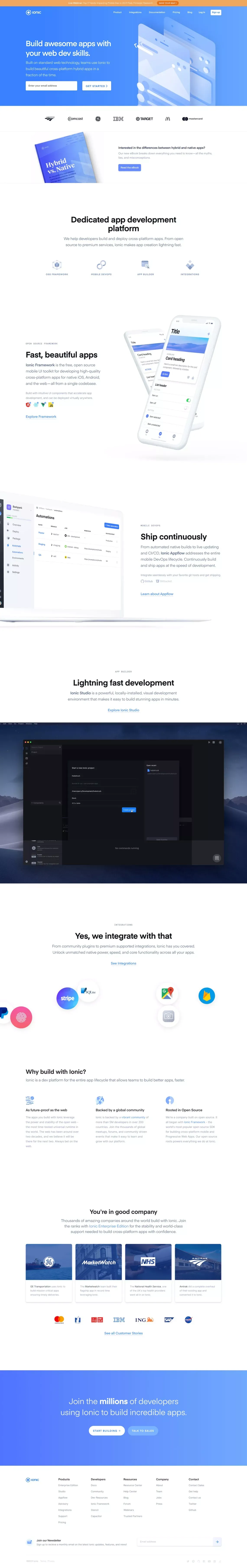 Ionic - Cross-Platform Mobile App Development - Landing design