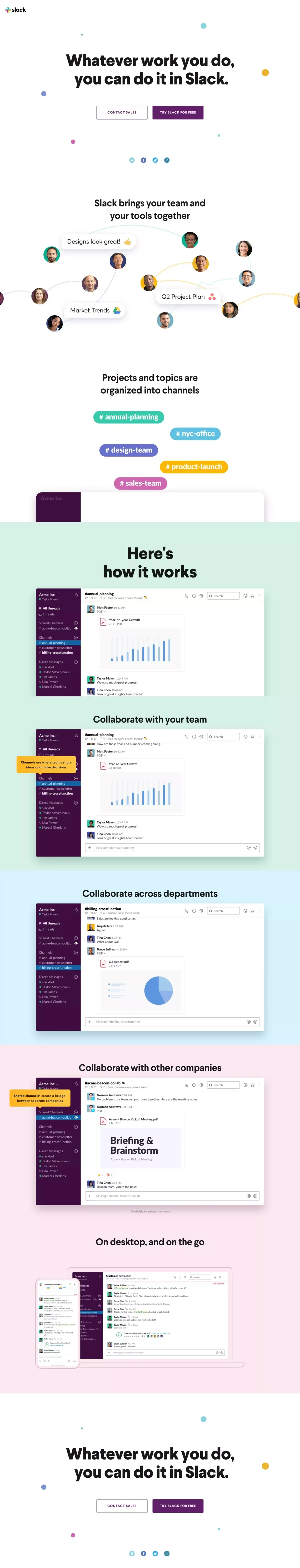 Slack Demo | Slack - Landing design