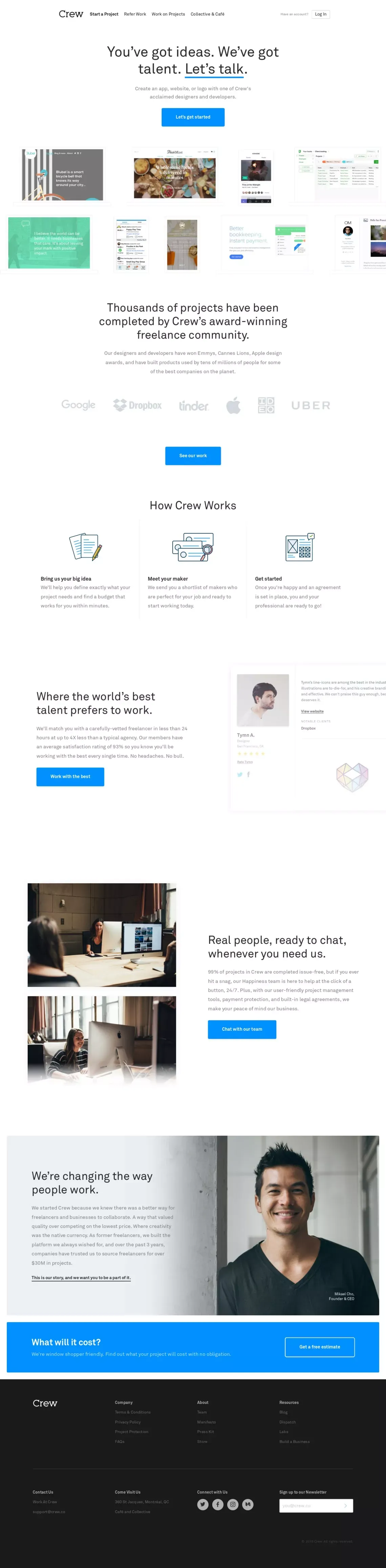 Crew | Handpicked Freelance Web Design & Web Developers - Landing design