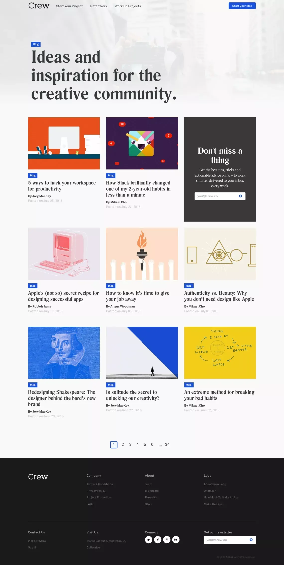 Crew Backstage | Inspiration for Creatives - Blog design