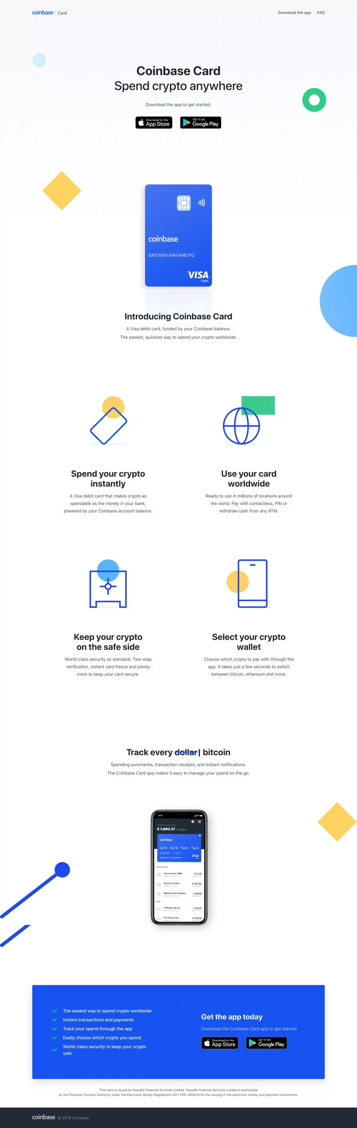 Coinbase Card - Landing design