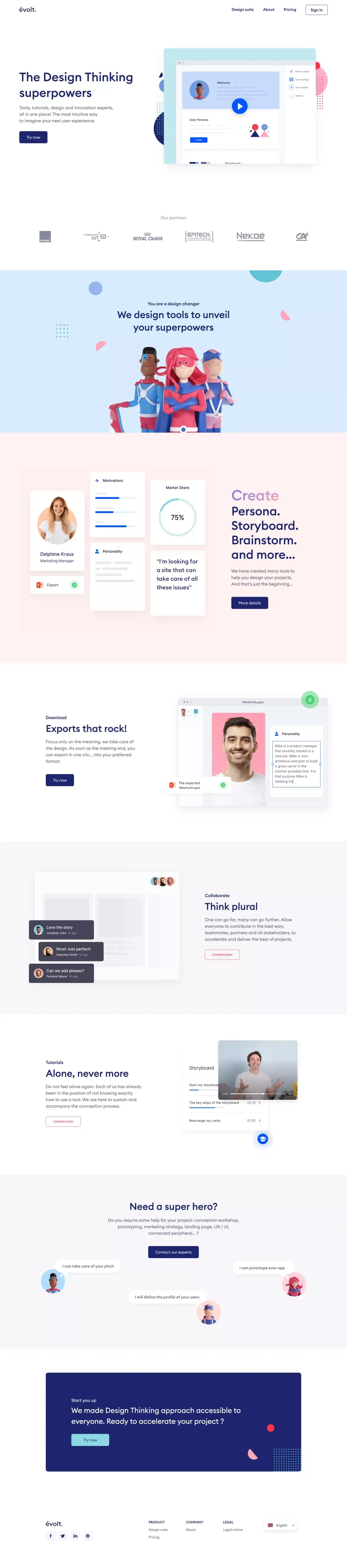 évolt | Homepage - Landing design