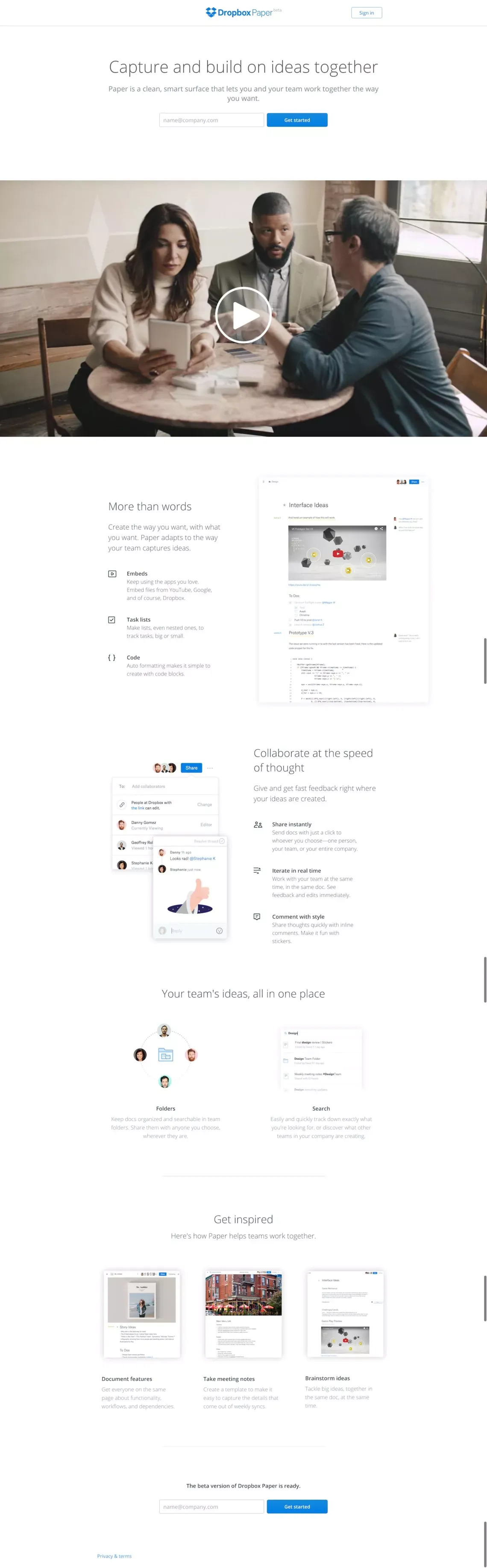 Dropbox - Paper - Landing design
