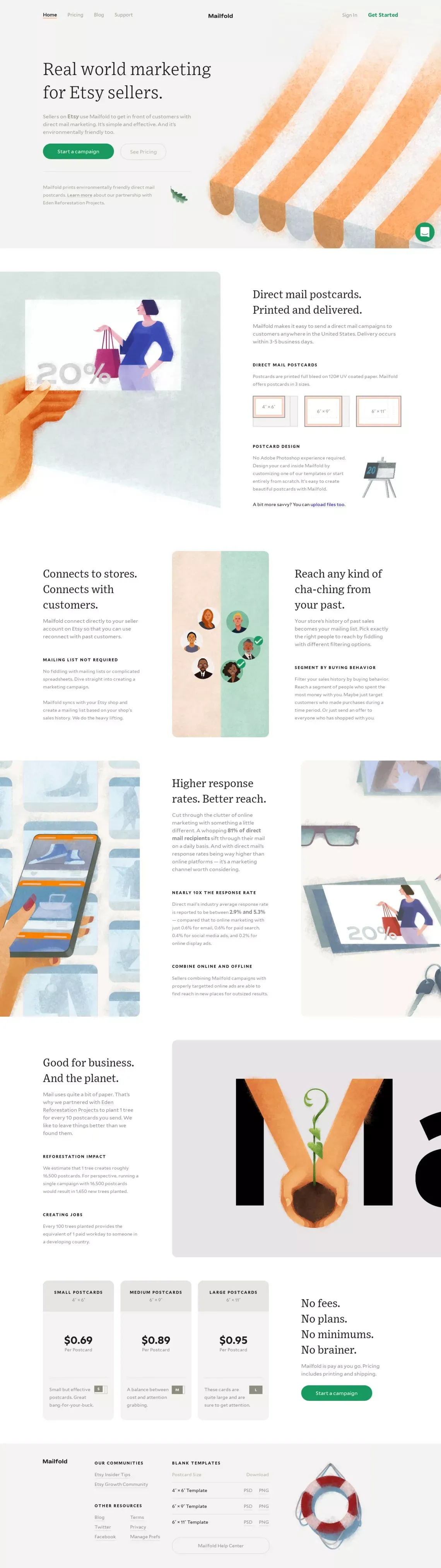 Mailfold - Direct Mail for Sellers on Etsy - Landing design