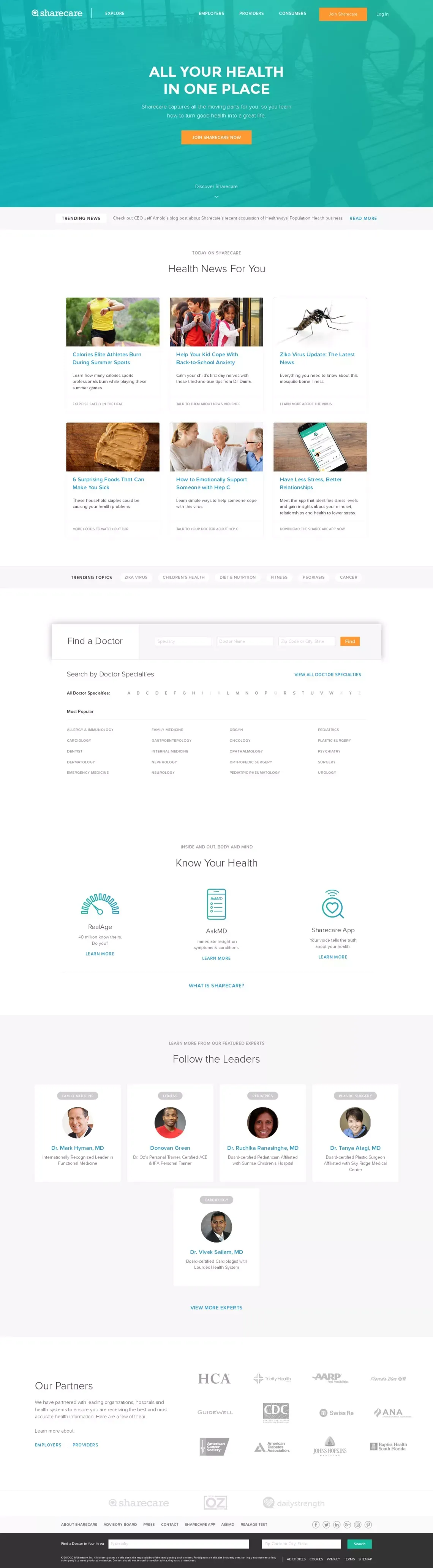 Sharecare: Get Expert Health Advice, Find a Doctor & Manage Your Health - Landing design