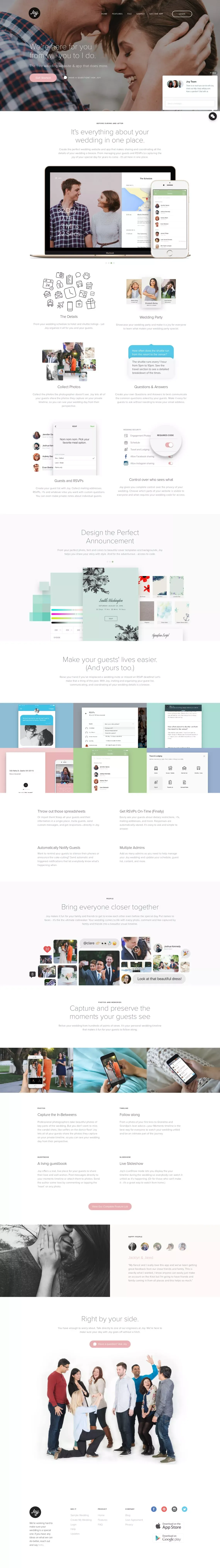 Joy - Everything about your wedding in one place. - Landing design