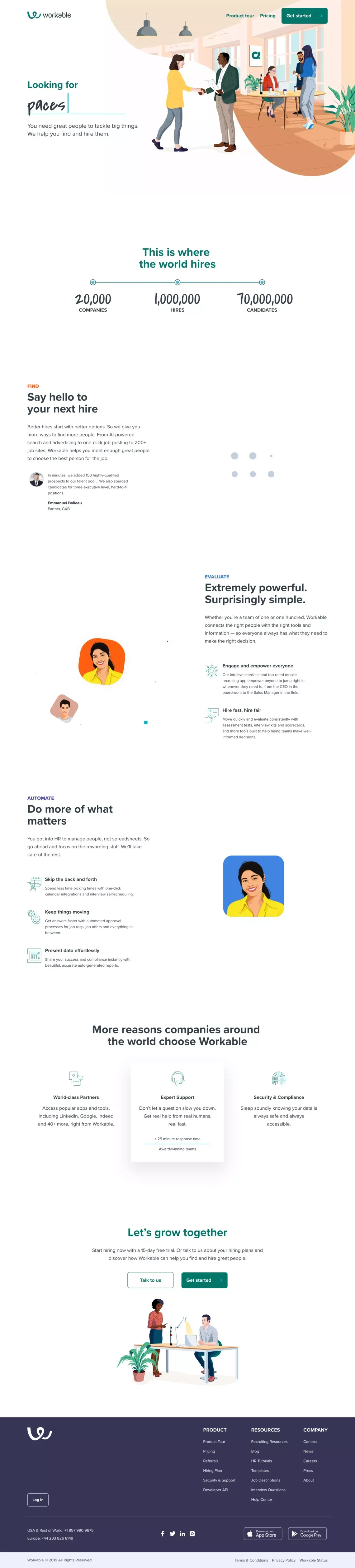 The leading Applicant Tracking System & Recruiting Software | Workable - Landing design