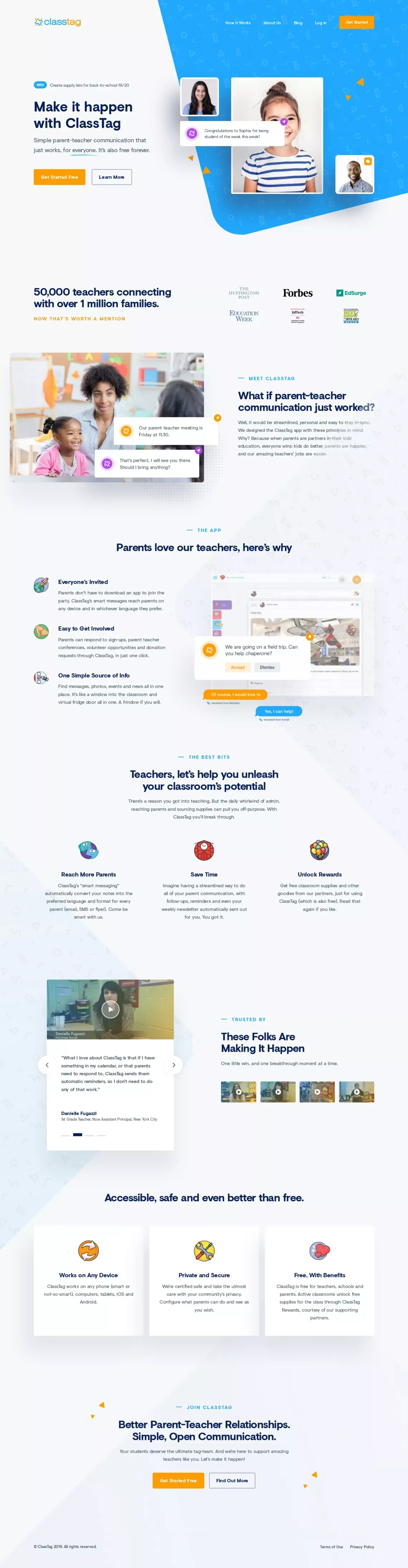 Complete Parent Teacher Communications Solution — ClassTag - Landing design