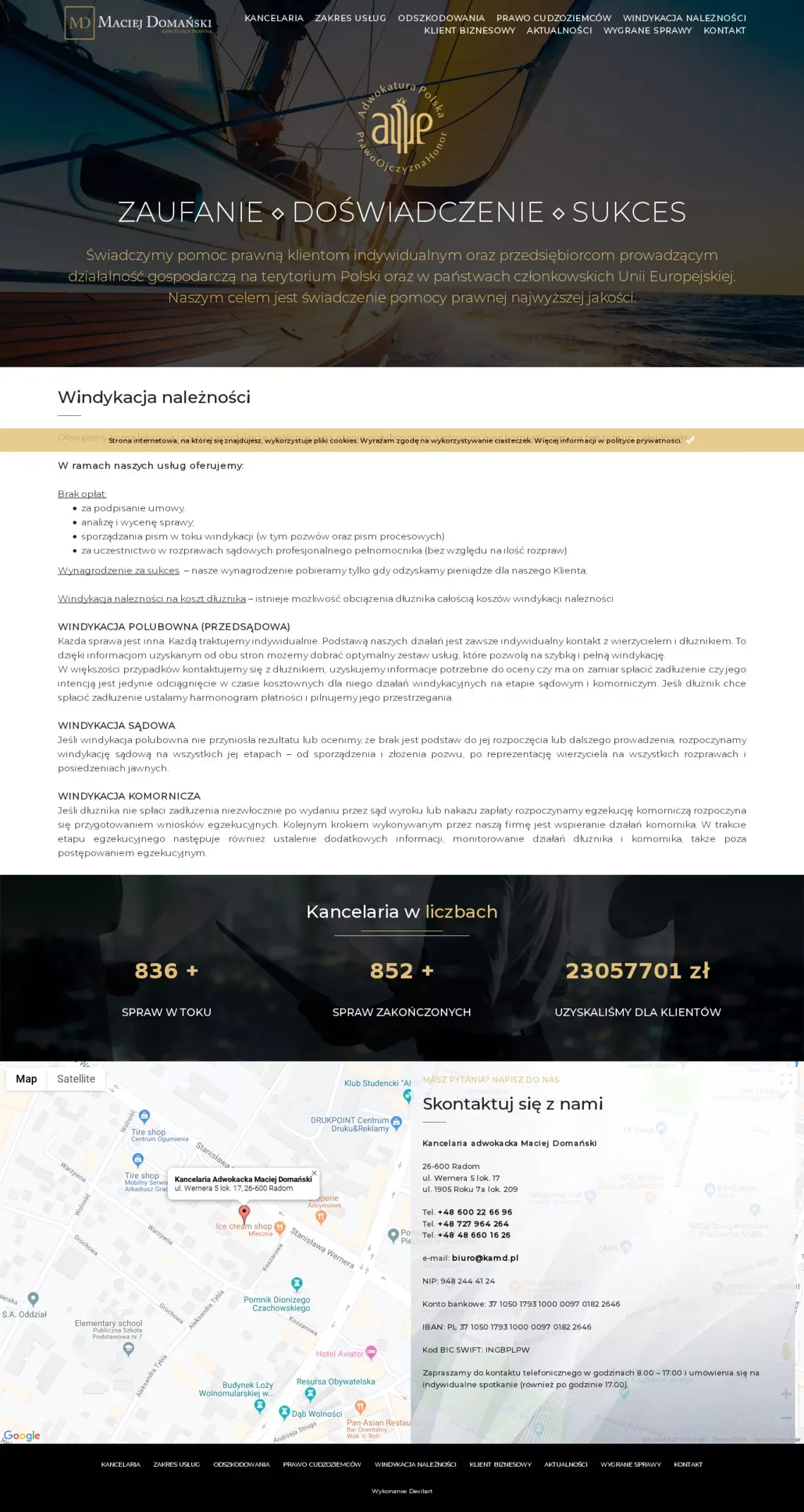 Kancelaria Adwokacka Maciej Domański - Windykacja należności - website design