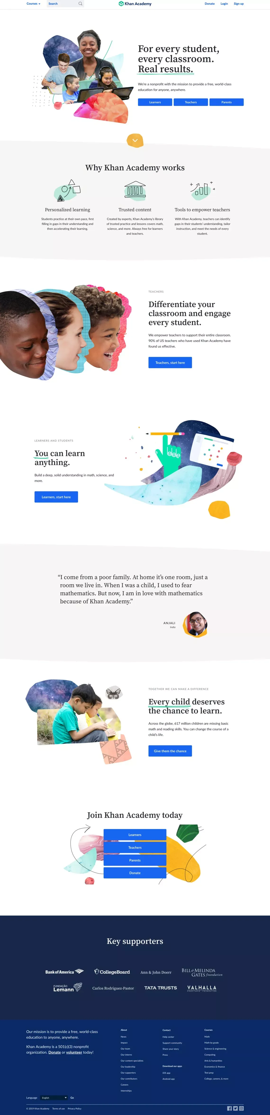 Khan Academy | Free Online Courses, Lessons & Practice - Landing design