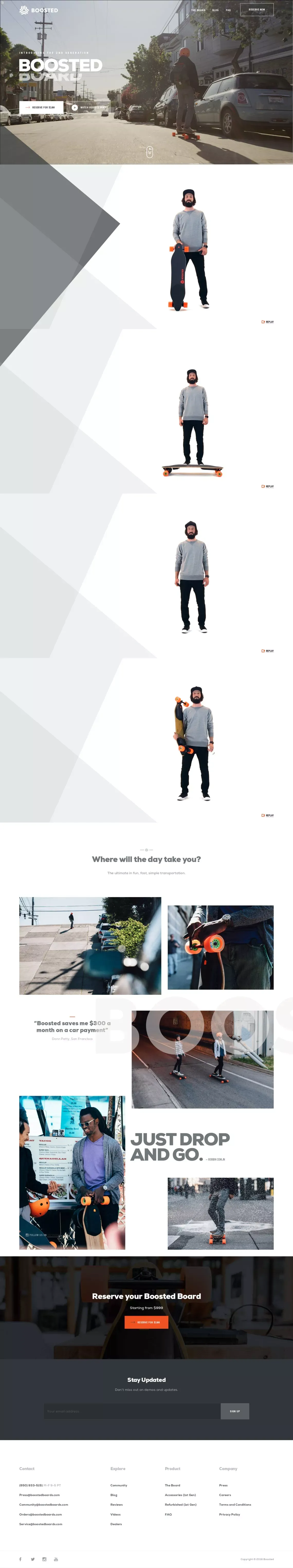 Boosted - The Ultimate Electric Skateboards - Landing design