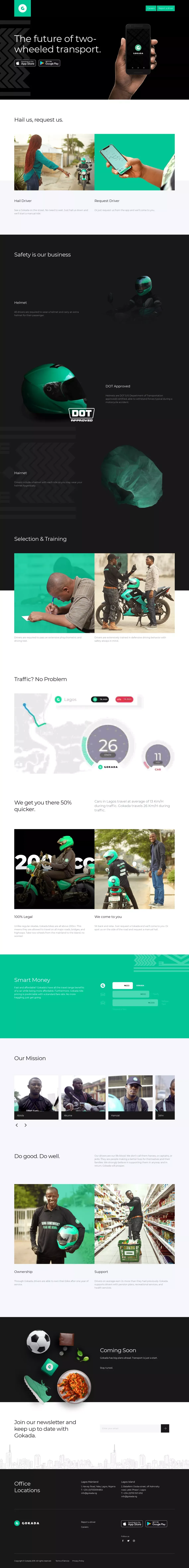 Gokada - The future of two-wheeled transport. - Landing design