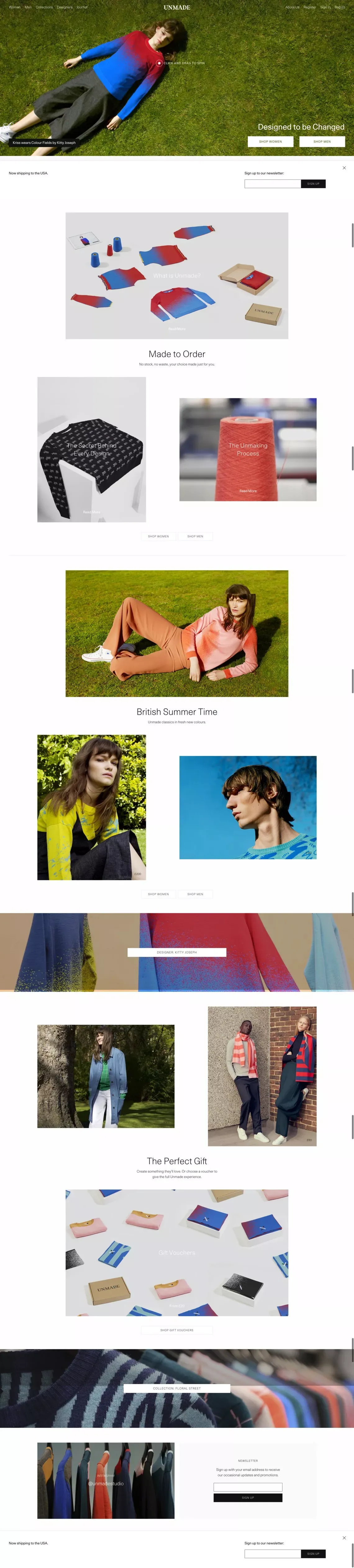 Unmade | Unique knitwear that redefines personal style - Ecommerce design