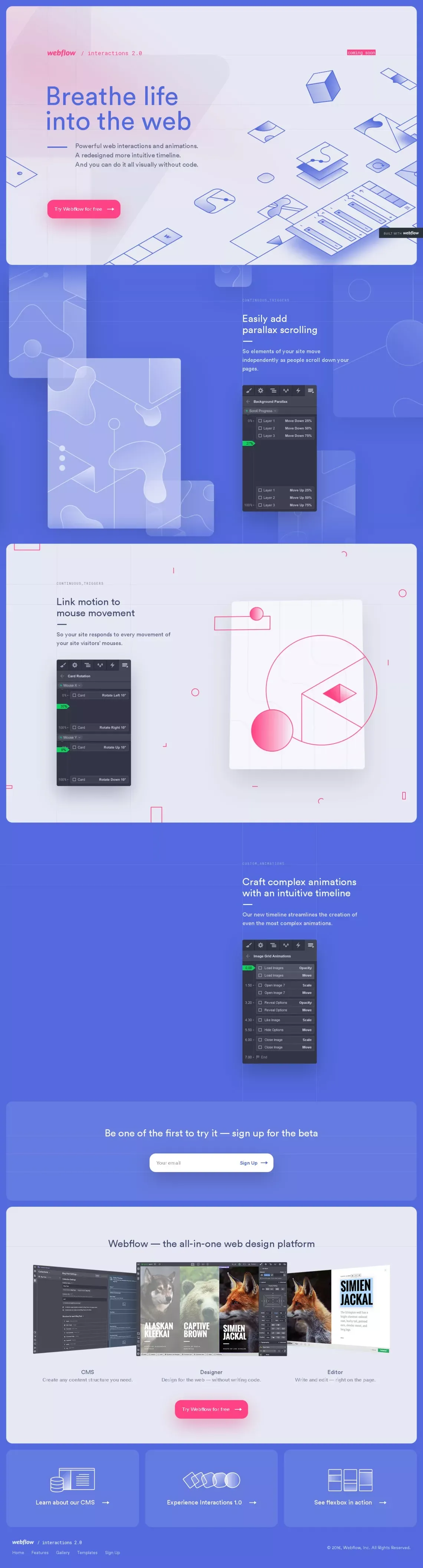 Webflow Interactions 2.0 | Coming soon - Landing design