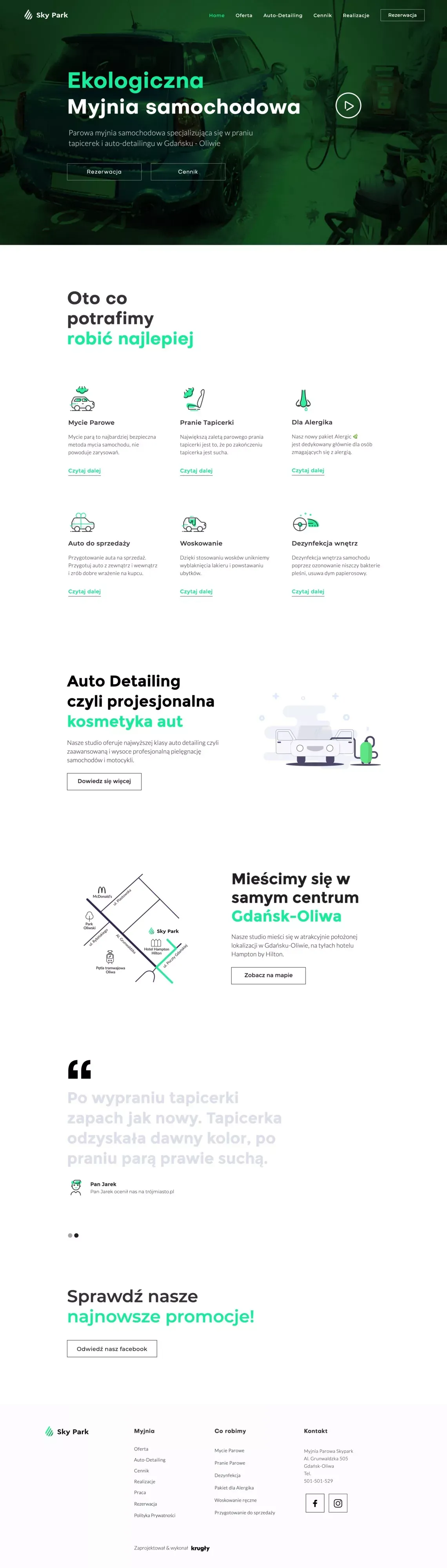 SkyPark: Ręczna myjnia samochodowa : Auto detailing : Pranie i czyszczenie tapicerki - Landing design