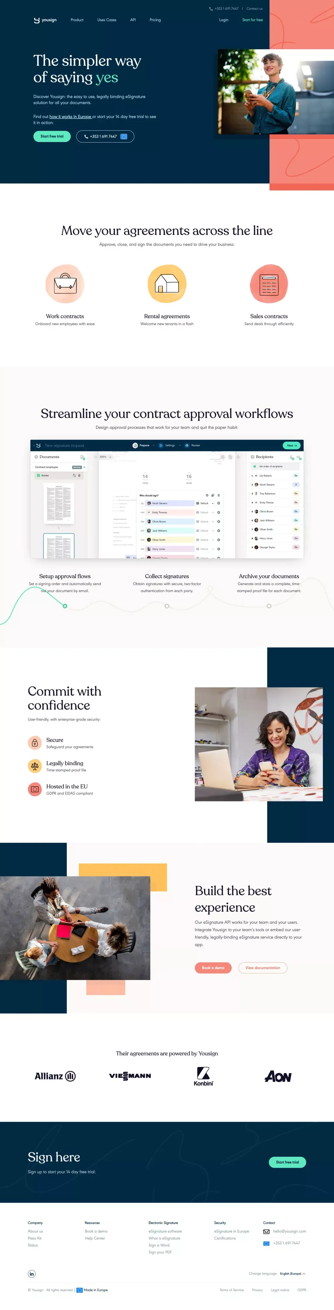 eSignature software: The simpler way of saying "yes" • Yousign - Landing design