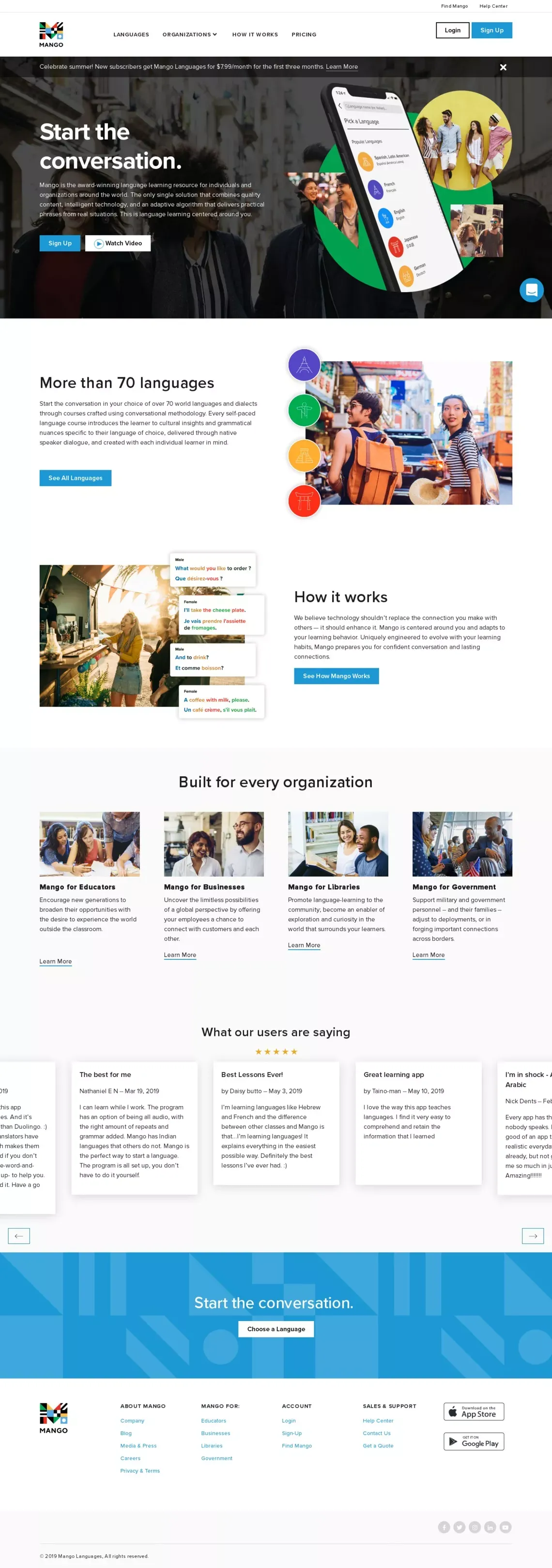 Online Language Learning Software | Mango Languages - website design