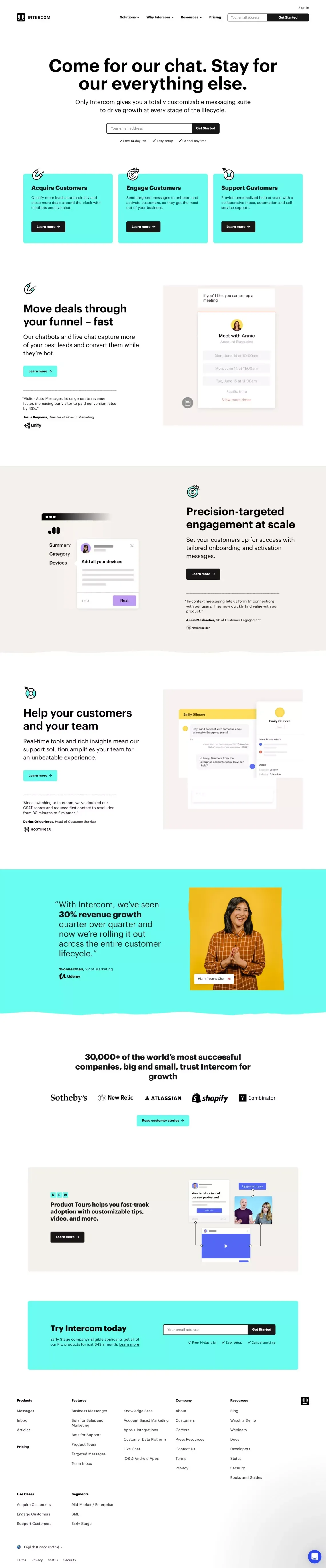 Customer Messaging Platform | Intercom - Landing design