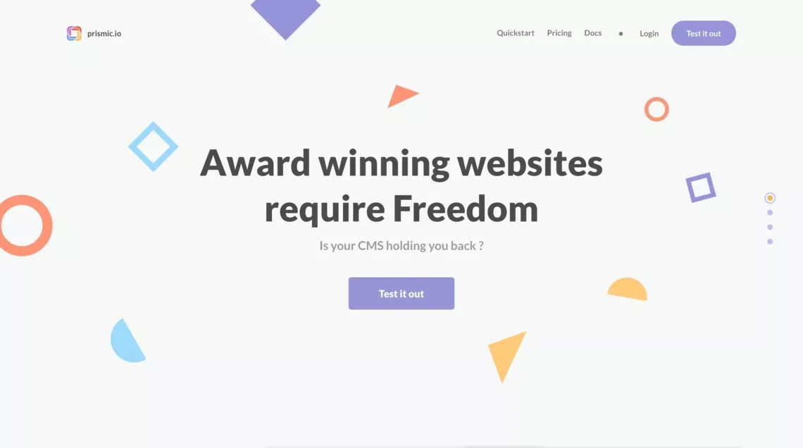 prismic.io  | A CMS backend for your websites - Landing design