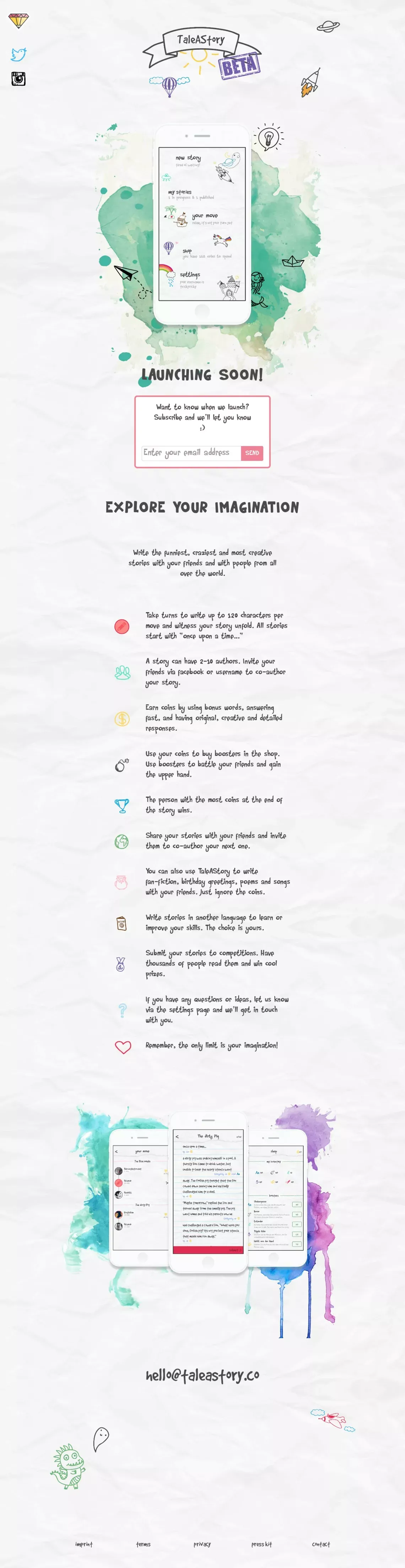 TaleAStory - Landing design