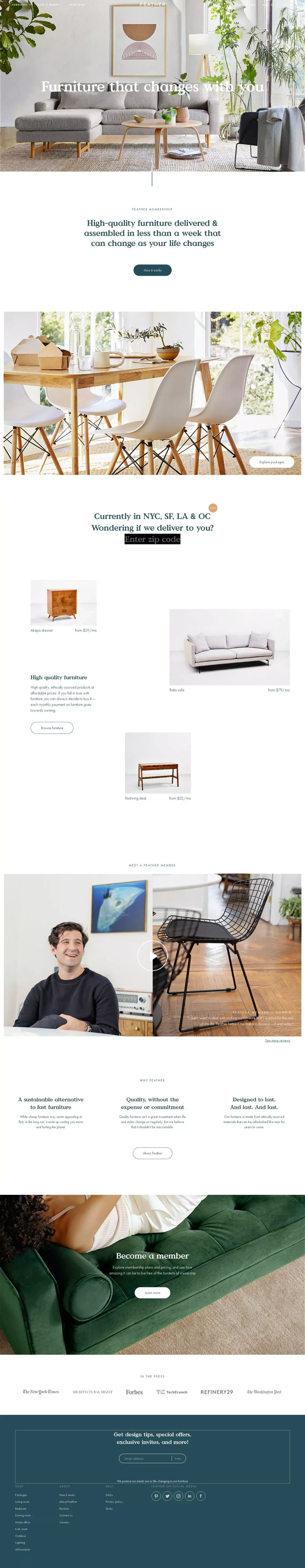 Feather - Landing design