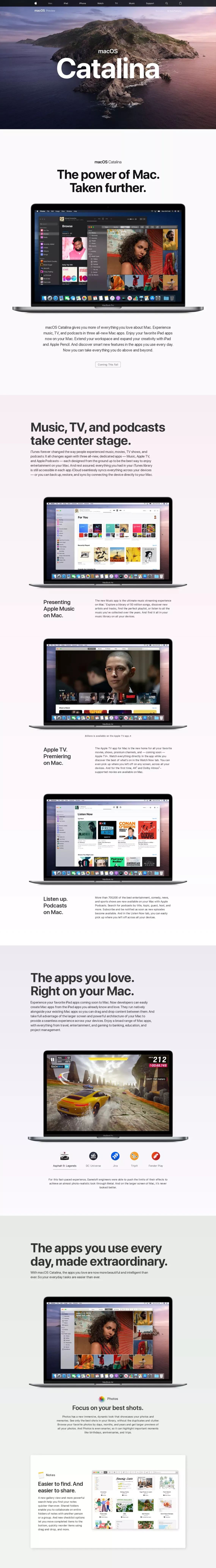 macOS Catalina - Apple - Landing design