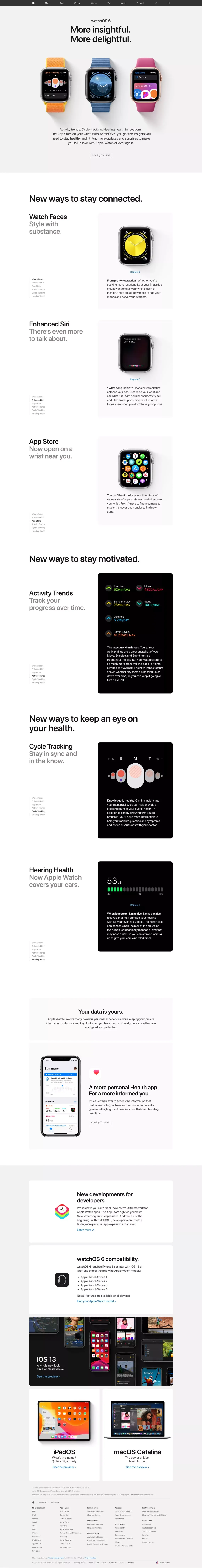 watchOS 6 Preview - Apple - Landing design