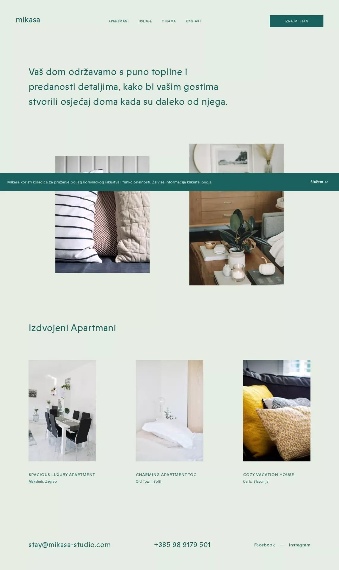 Iznajmljivanje i održavanje apartmana                                                                - Mikasa Studio - website design