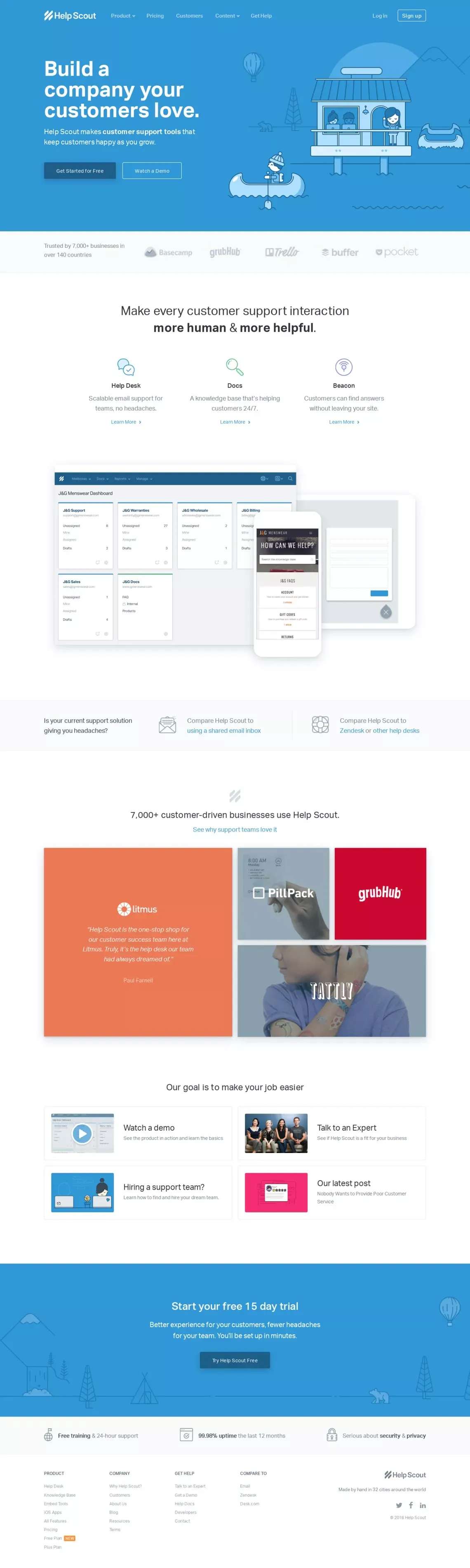 Help Scout | Help Desk Software - Landing design