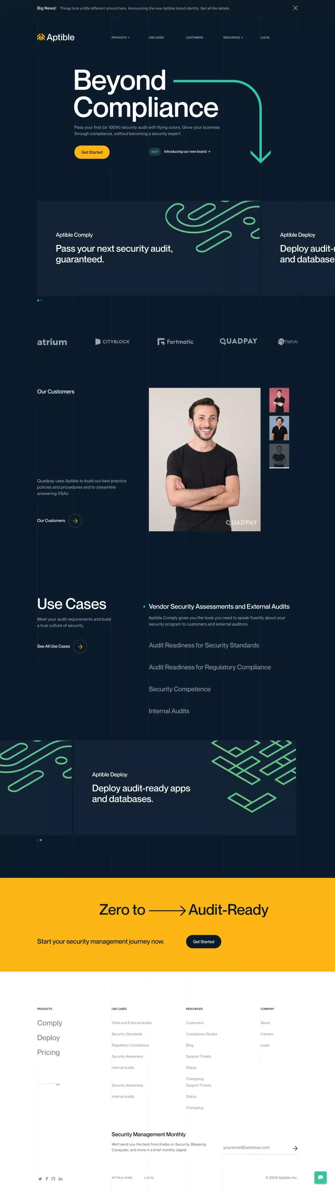 Aptible | Security Management Platform - Landing design