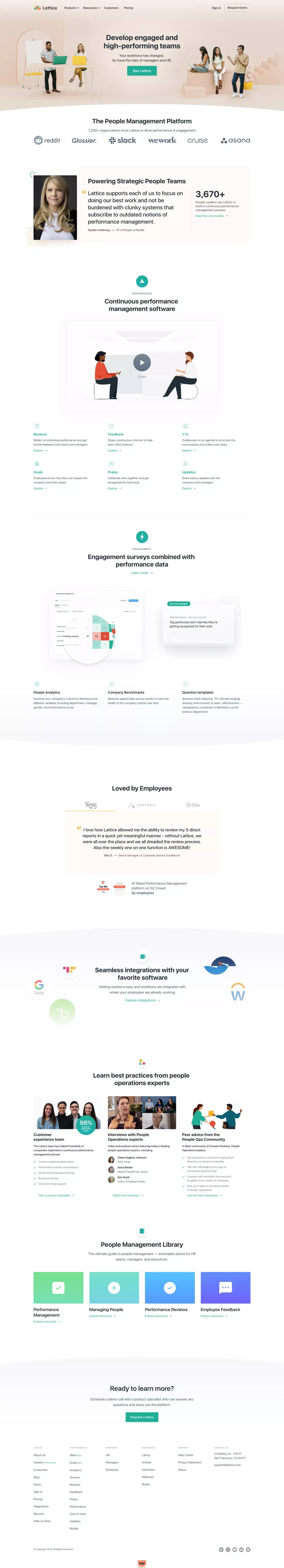 People Management | Performance and Engagement Software | Lattice - Landing design