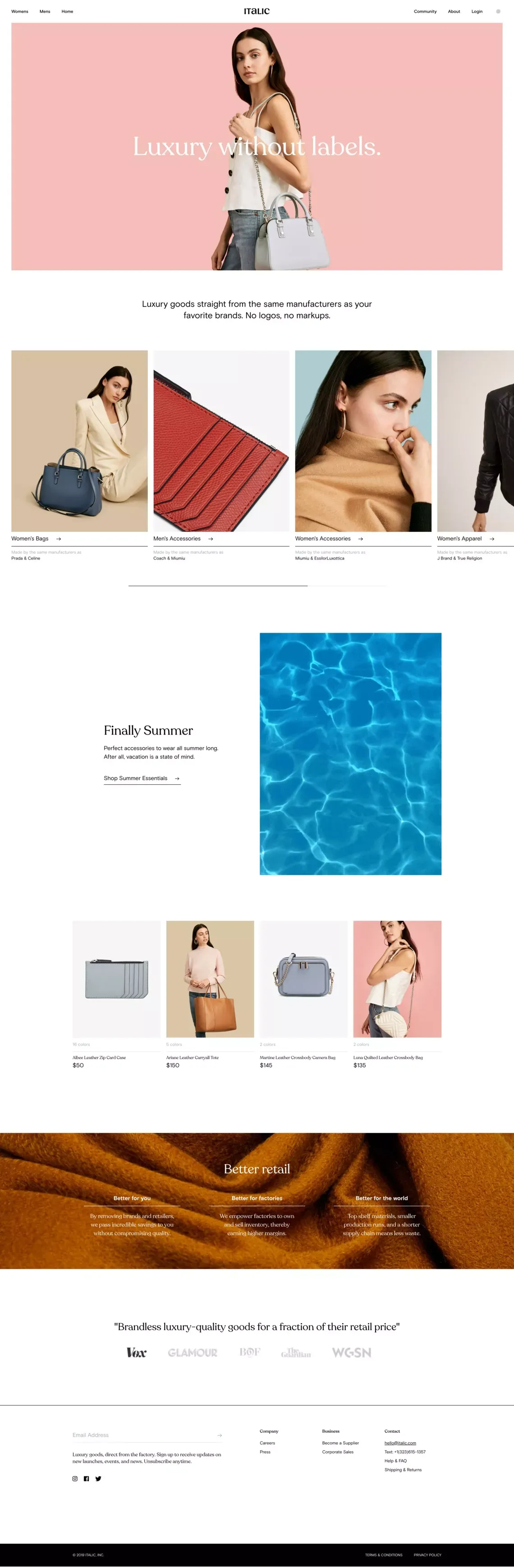 Italic | Luxury without labels. - Ecommerce design