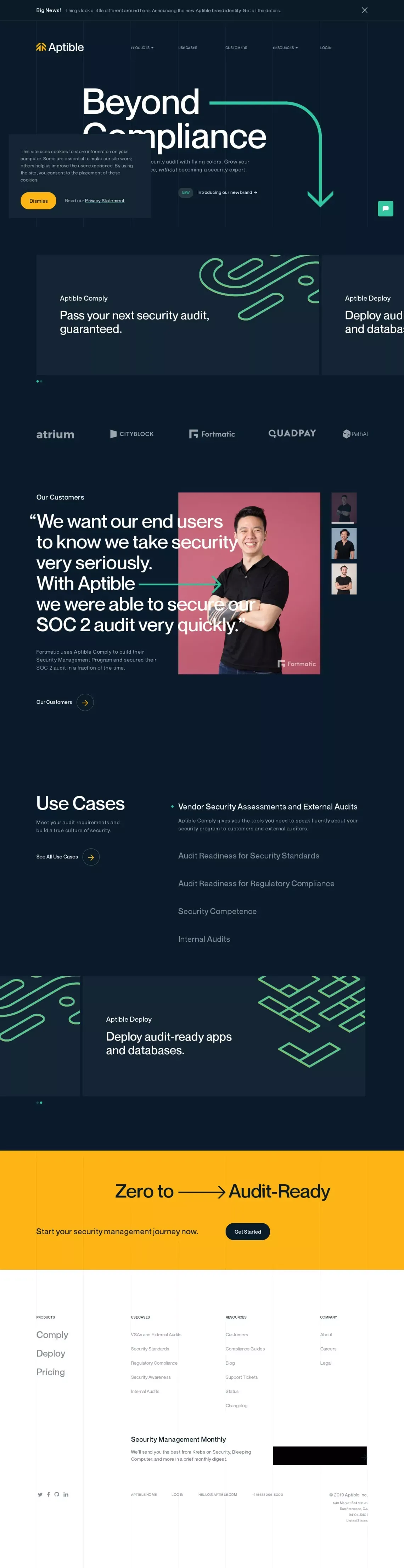 Aptible | Security Management Platform - website design