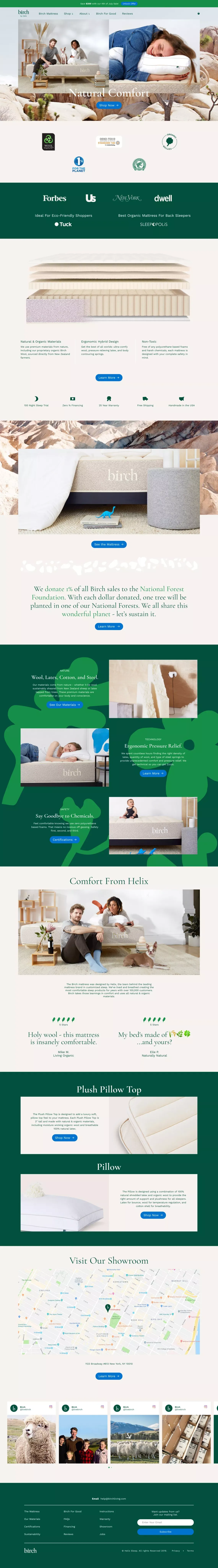 Certified Natural & Organic, USA Made Mattress | Birch Natural & Organic Mattress - Landing design