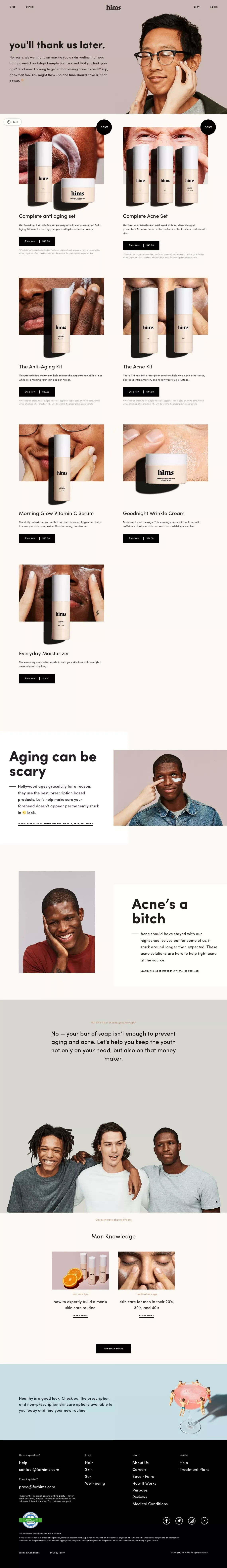 Skin Care | hims - Ecommerce design