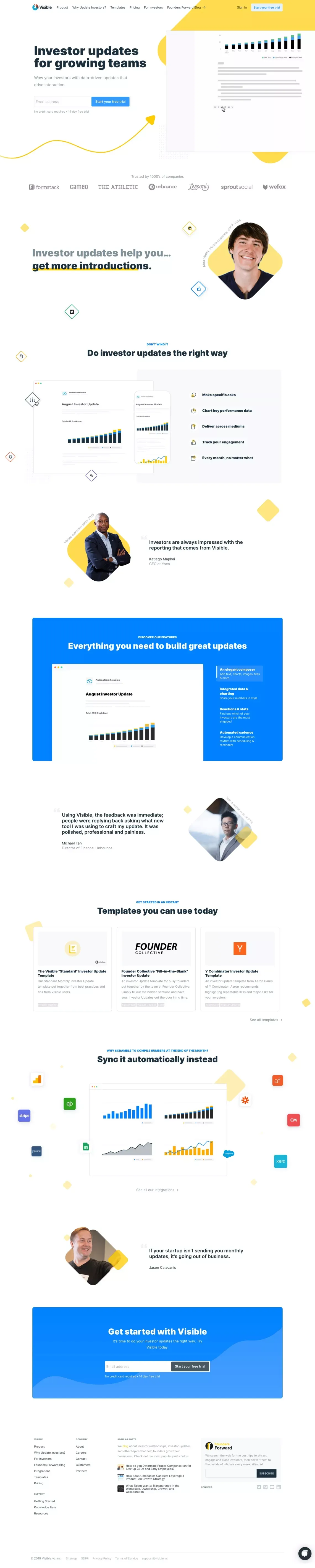 Investor Updates and Investor Reporting - Easy & Professional - Landing design
