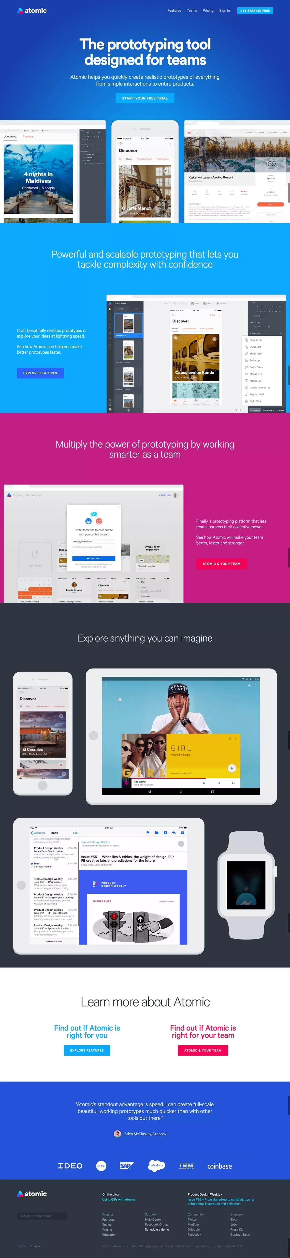 Atomic | Advanced Web & Mobile Prototyping Tool for Product, UX and UI Design - Landing design