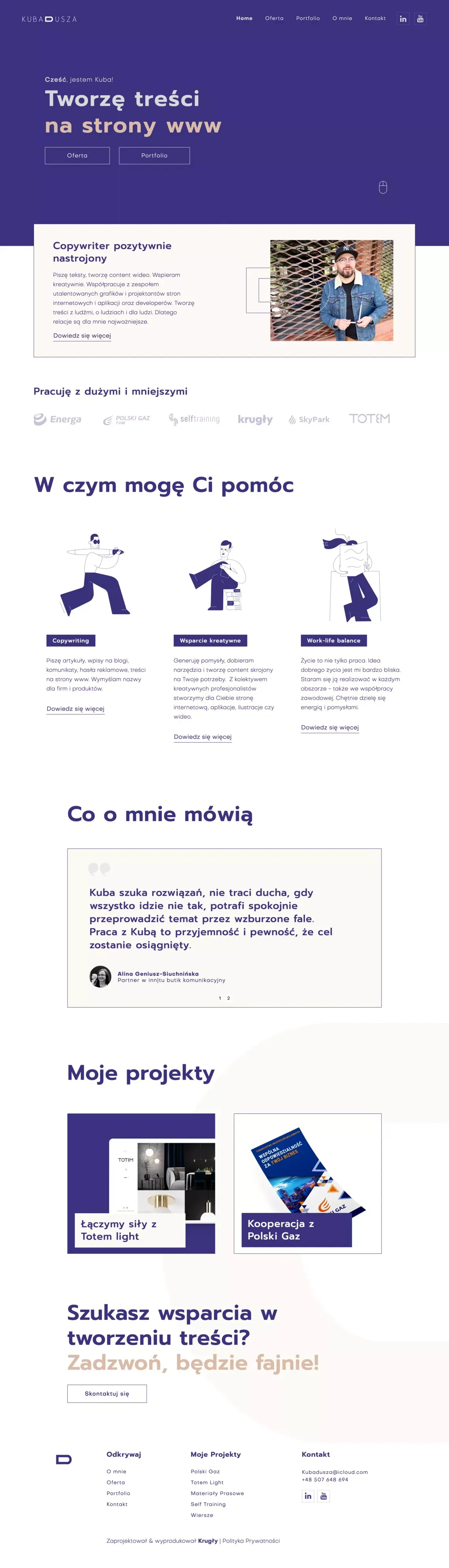 Kuba Dusza - Portfolio design