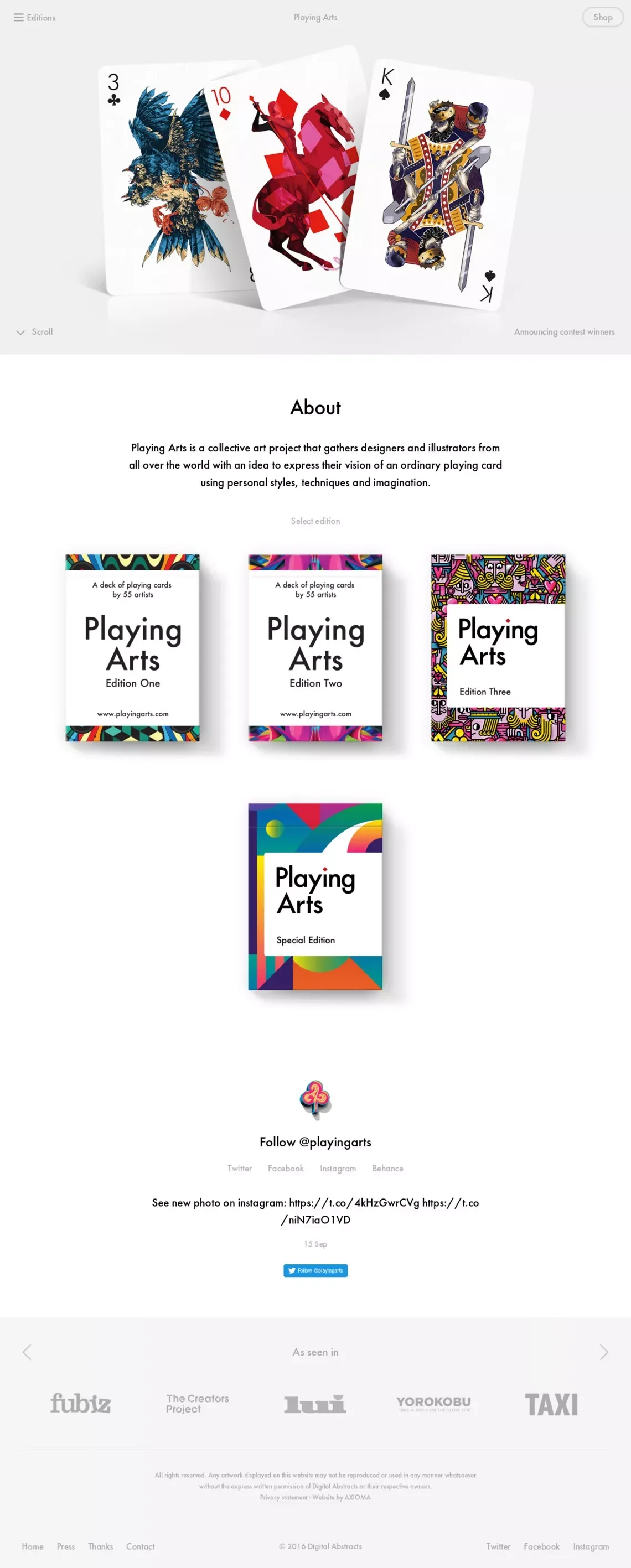 Playing Arts – Collective Art Project - Ecommerce design