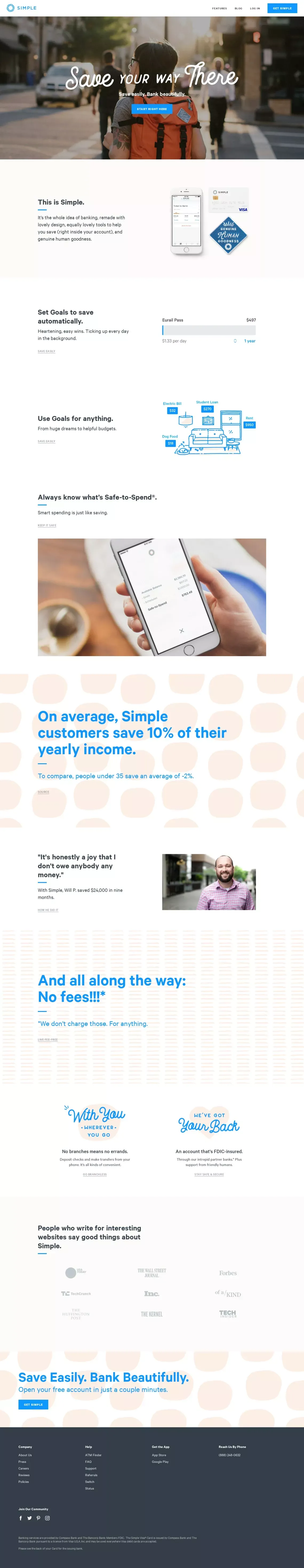 Simple | Bank Online With Automatic Budgeting & Savings - Landing design