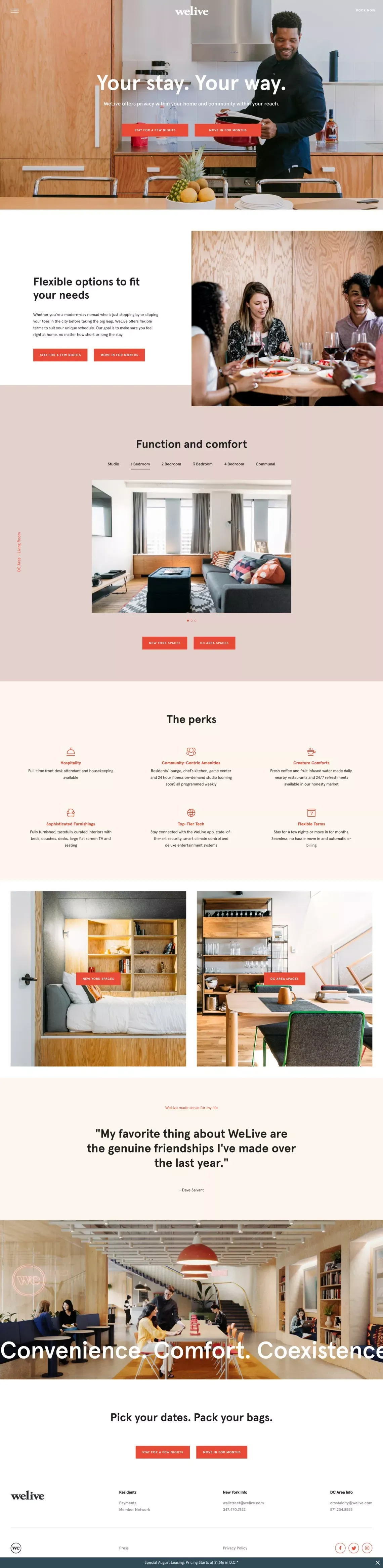 WeLive - Fully Furnished Apartments in NYC & DC - Landing design