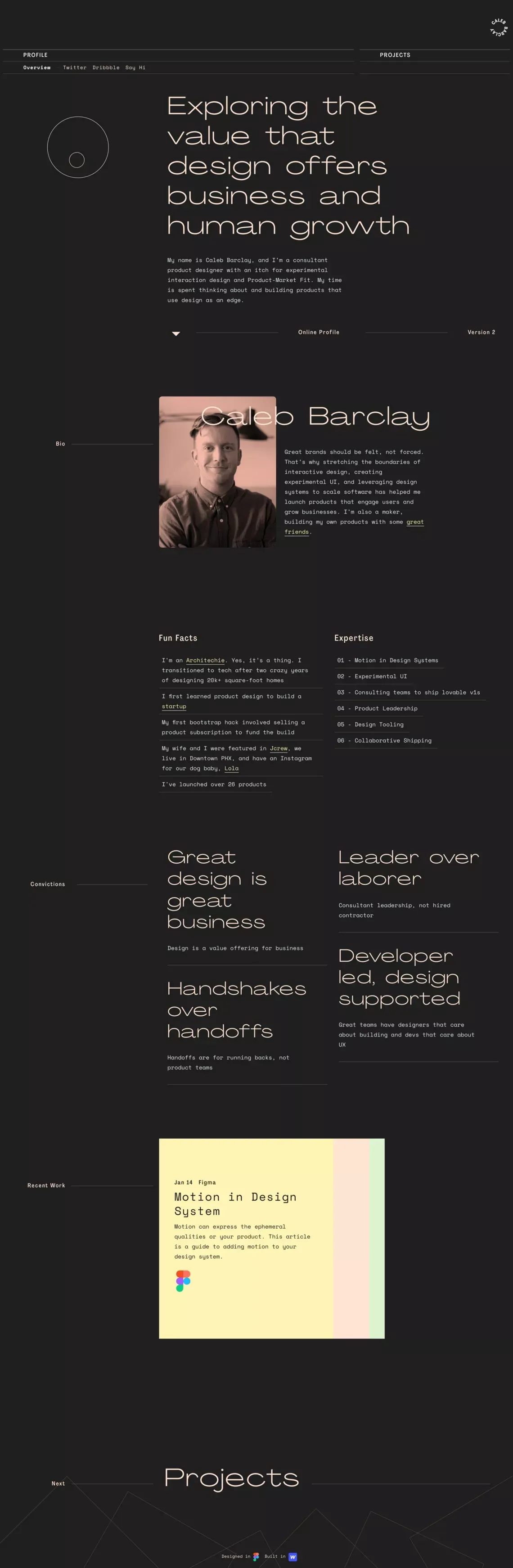 Caleb Barclay - Product Designer - Portfolio design