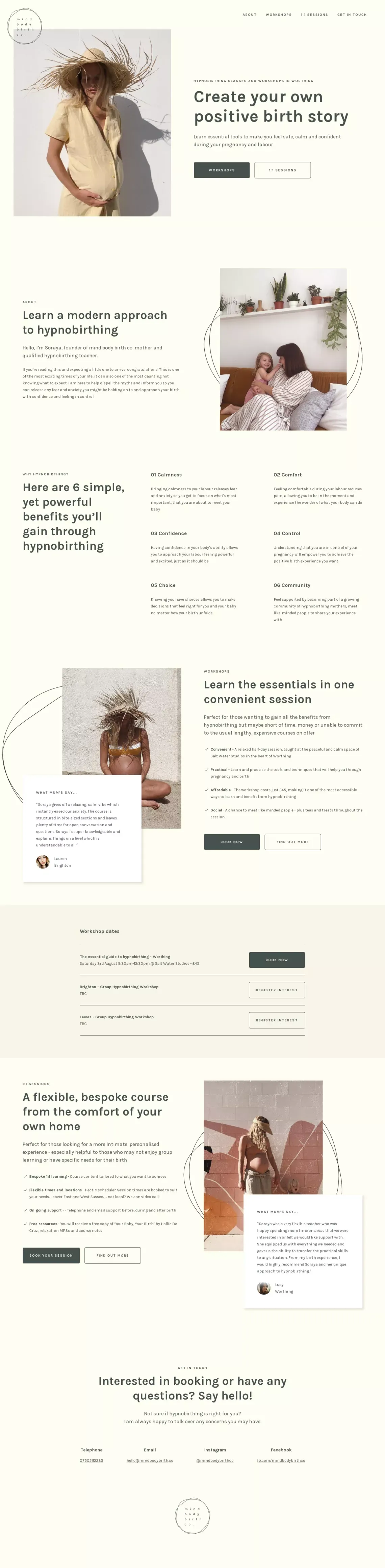 Worthing Hypnobirthing | mind body birth co - Landing design