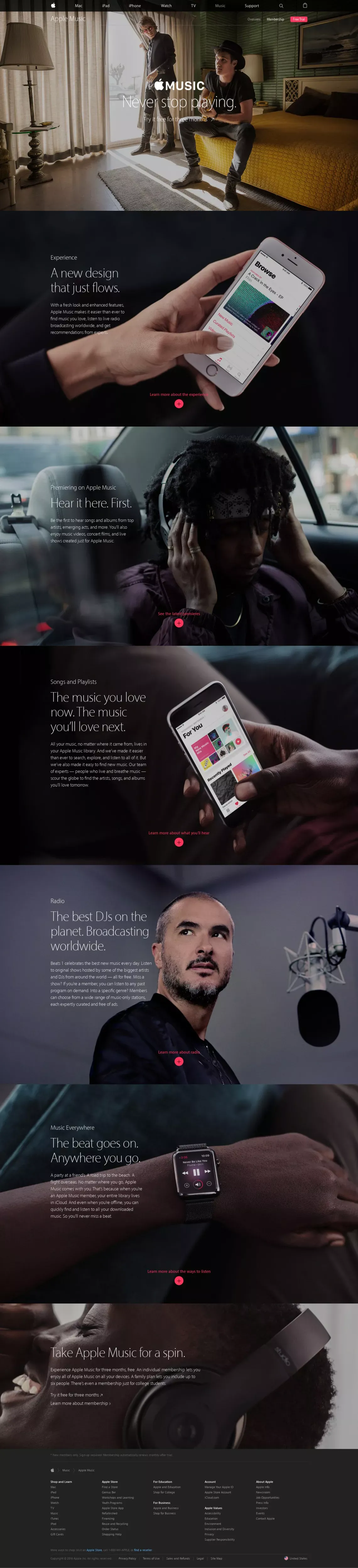 Apple Music - Apple - Landing design