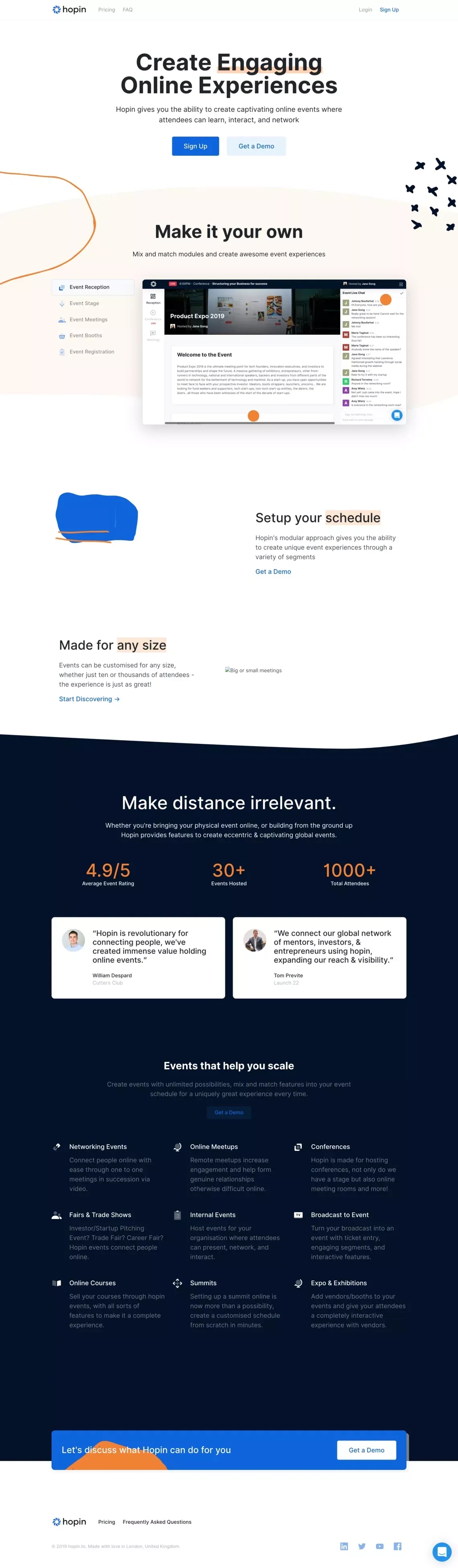 Online Events Platform | Hopin - Landing design