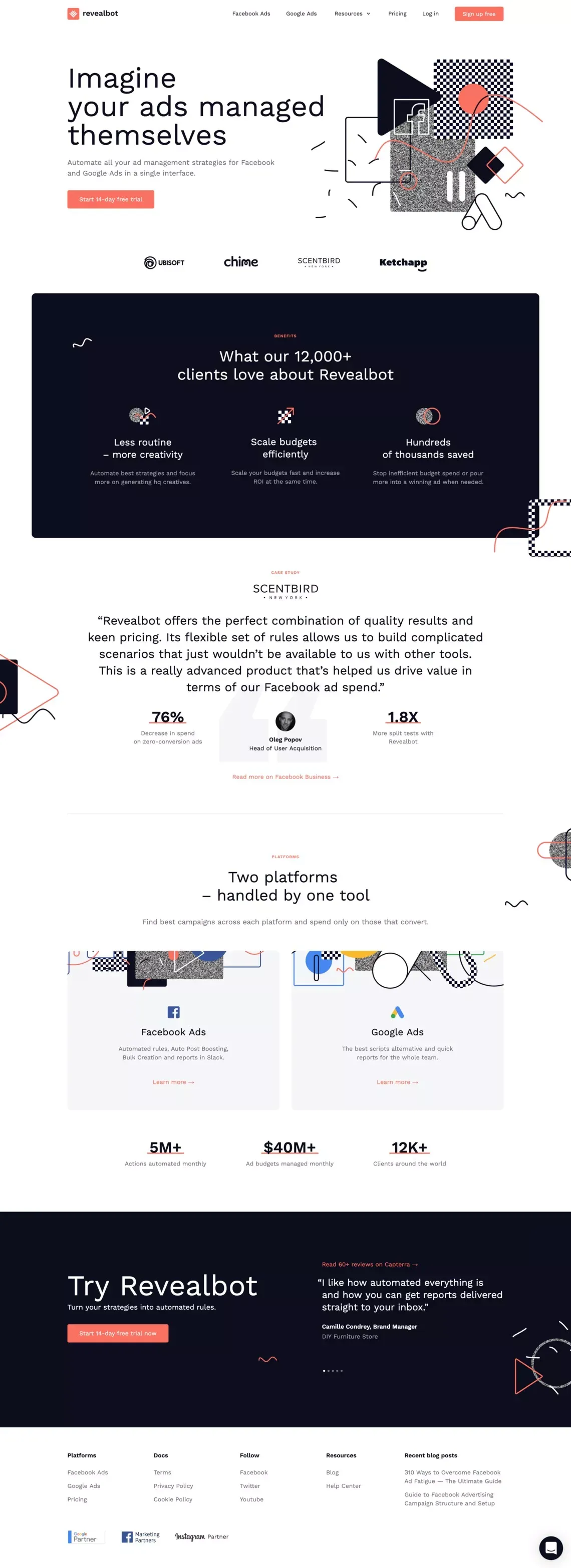 Facebook, Instagram & Google Ads optimization platform - Landing design