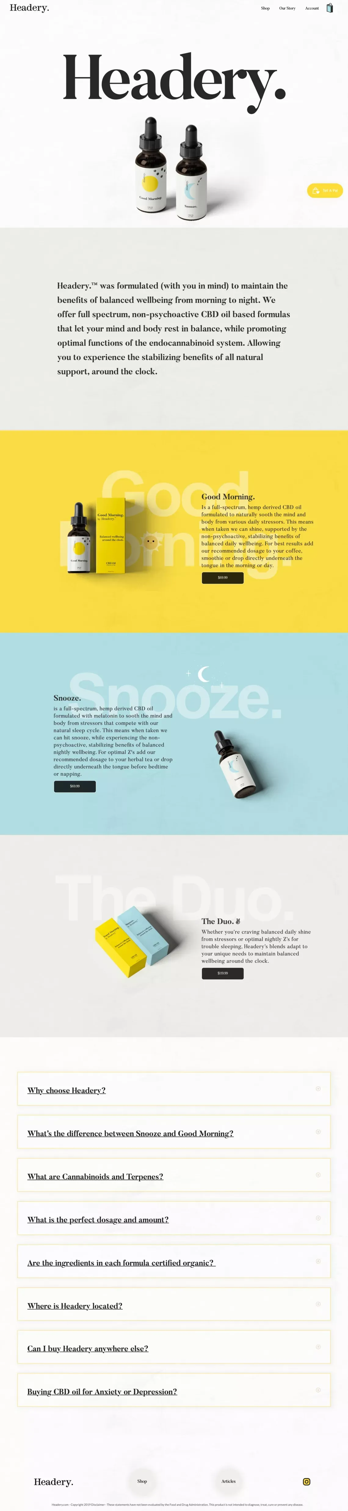 Buy CBD oil for anxiety and depression - Headery - Ecommerce design