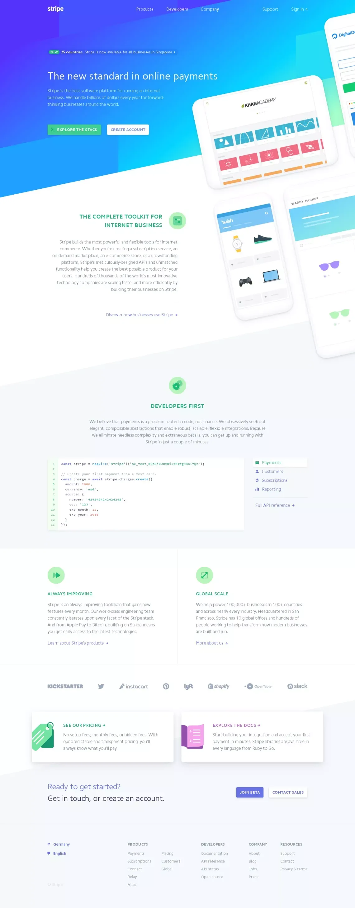 Stripe - Landing design