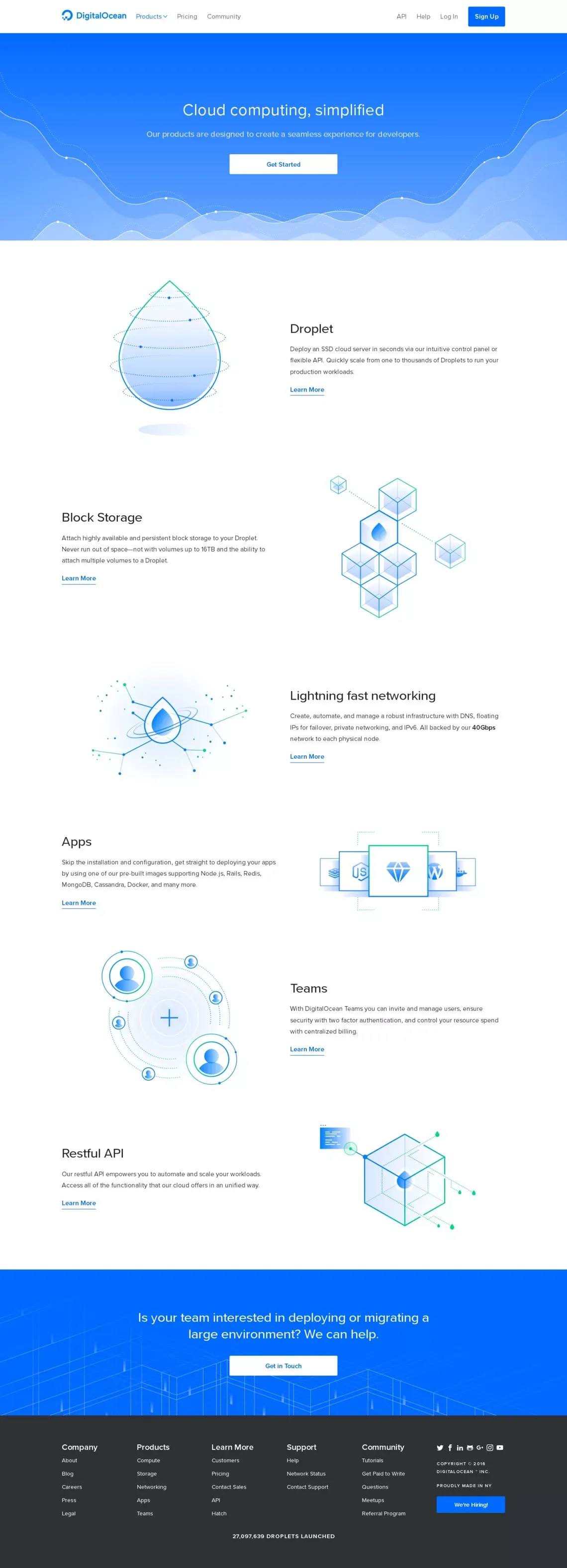 Products on DigitalOcean | Cloud computing for developers - Landing design